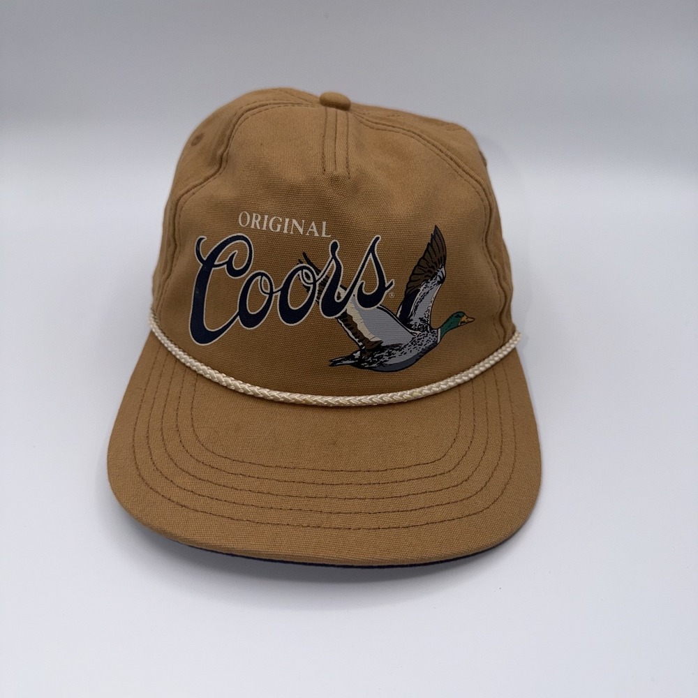 Coors Banquet Beer Cap Hat Snap Back American Needle Brand Tan Mallard Duck Rope